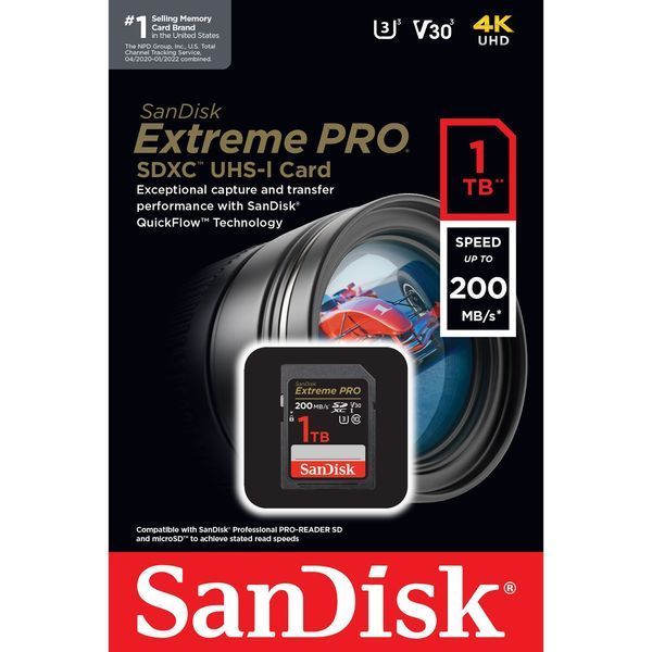 Карта памяти SanDisk 1TB SDXC UHS-I U3 V30 Extreme Pro (SDSDXXD-1T00-GN4IN) 00006447 фото