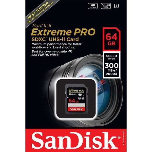 Карта пам'яті SanDisk 64GB SDXC UHS-II U3 Extreme Pro (SDSDXPK-064G-GN4IN) 00006397 фото