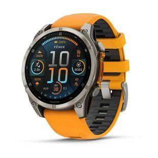 Спортивний годинник Garmin Fenix 8 47mm AMOLED Sapphire Titanium w. Spark Orange/Graphite Silicone Band (010-02904-11) 00007998 фото
