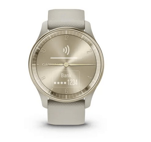 Гибридные смарт-часы Garmin vivomove Trend Cream Gold с силиконовым ремешком 010-02665-02 00007646 фото