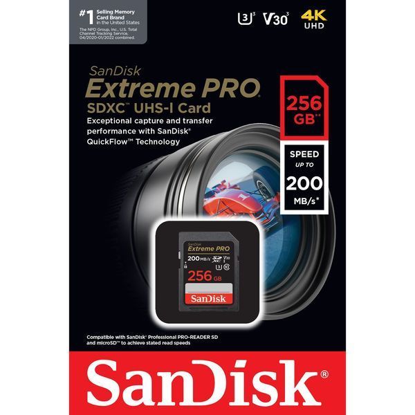 Карта памяти SanDisk 256GB SDXC UHS-I U3 V30 Extreme Pro (SDSDXXD-256G-GN4IN) 00006433 фото