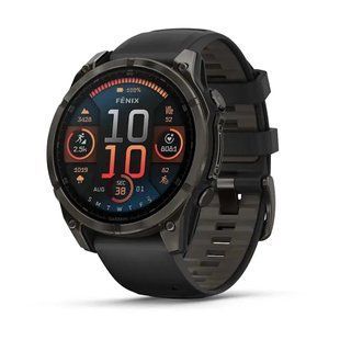 Спортивний годинник Garmin Fenix 8 47mm AMOLED Sapphire Carbon Gray DLC Titanium w. Black/Pebble Gray S. Band (010-02904-21) 00008052 фото