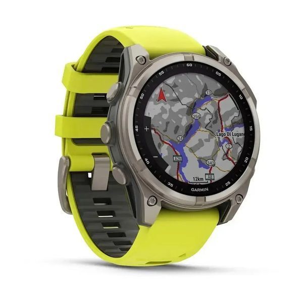 Спортивний годинник Garmin Fenix 8 47mm Solar Sapphire Titanium w. Amp Yellow/Graphite Silicone Band (010-02906-21) 00008054 фото