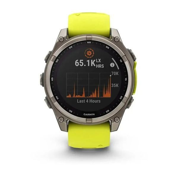 Спортивний годинник Garmin Fenix 8 47mm Solar Sapphire Titanium w. Amp Yellow/Graphite Silicone Band (010-02906-21) 00008054 фото