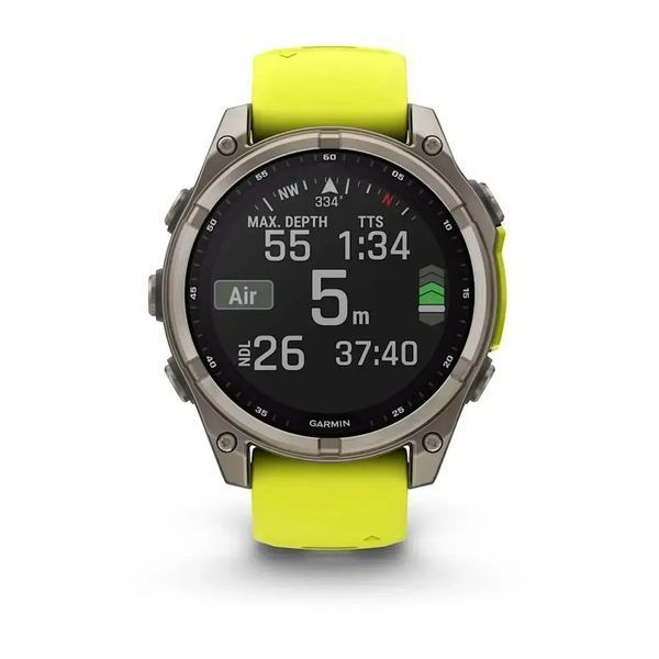Спортивний годинник Garmin Fenix 8 47mm Solar Sapphire Titanium w. Amp Yellow/Graphite Silicone Band (010-02906-21) 00008054 фото