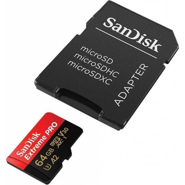 Карта пам'яті SanDisk 64 GB microSDXC UHS-I U3 Extreme Pro A2 + SD Adapter (SDSQXCU-064G-GN6MA) 00006414 фото