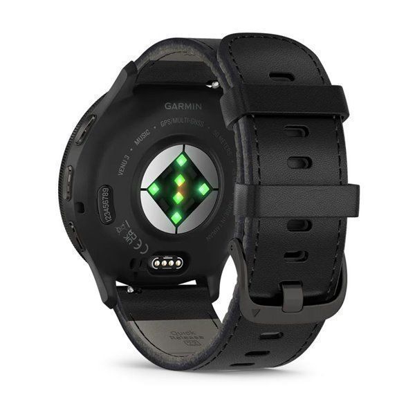 Спортивний годинник Garmin Venu 3 Black з чорним шкіряним ремінцем (010-02784-52) 00007683 фото