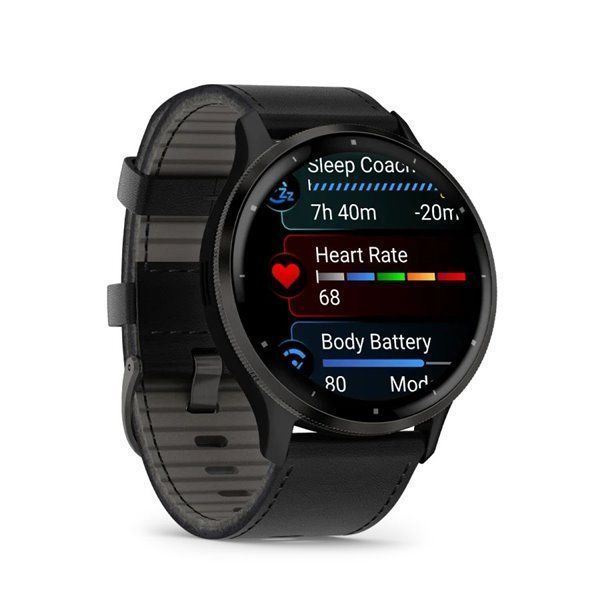 Спортивний годинник Garmin Venu 3 Black з чорним шкіряним ремінцем (010-02784-52) 00007683 фото