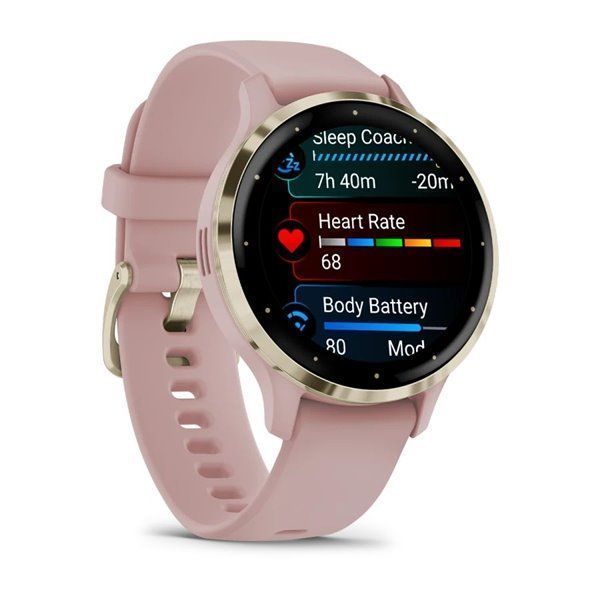 Спортивний годинник Garmin Venu 3S Dust Rose Soft Gold з силіконовим ремінцем (010-02785-03) 00007684 фото
