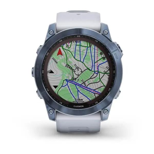 Годинник Garmin Fenix 7X Sapphire Solar M. Blue DLC Titanium w. Whitestone Band (010-02541-15) 00007975 фото