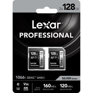 Карта пам'яті Lexar 128GB SDXC UHS-I U3 V30 Professional 1066x (2-Pack) 00006428 фото