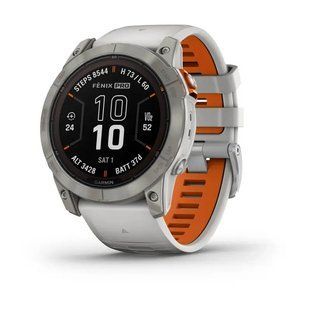 Смарт-годинник Garmin Fenix 7X Pro Sapphire Solar Titanium w. Fog Gray/Ember O. Band (010-02778-15) 00007986 фото